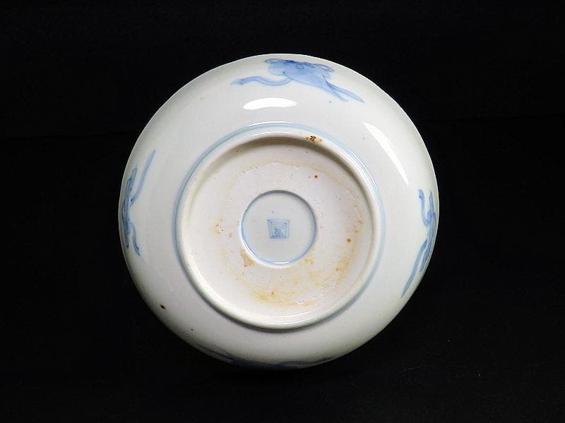 古伊万里　金襴手　熨斗に宝珠　山水の図　膾皿　３客　D761A-BHj