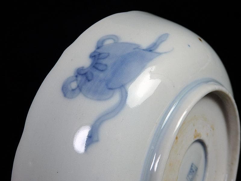 古伊万里　金襴手　熨斗に宝珠　山水の図　膾皿　３客　D761A-BHj