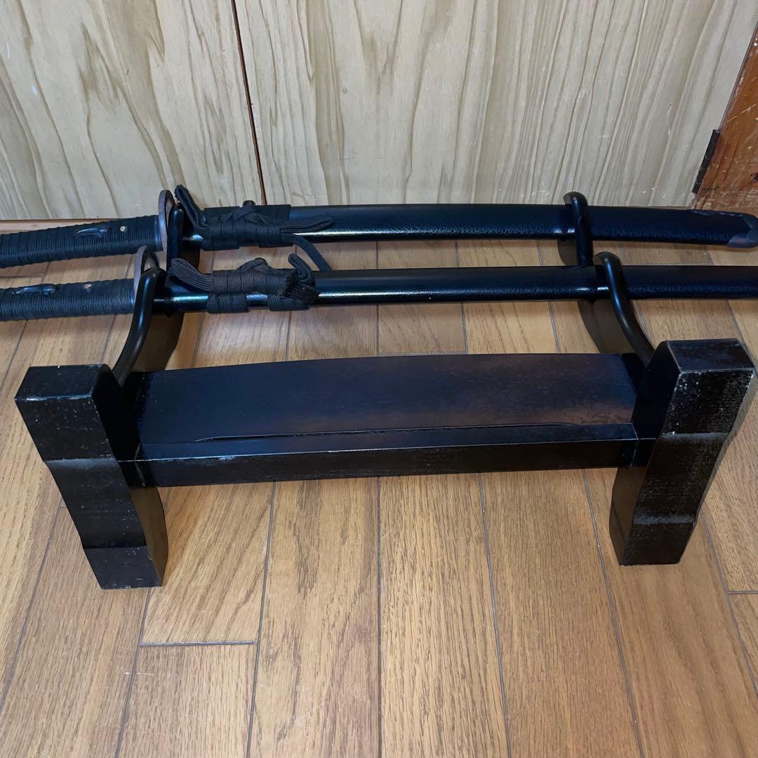 ユ*ン様 武蔵拵 模造刀 大小セット 二十四代藤原兼房作 刀袋・台座付