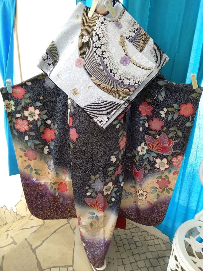 振袖フルセット、正絹、成人式、重ね襟、帯揚げ帯締め、西陣袋帯、長襦袢美品