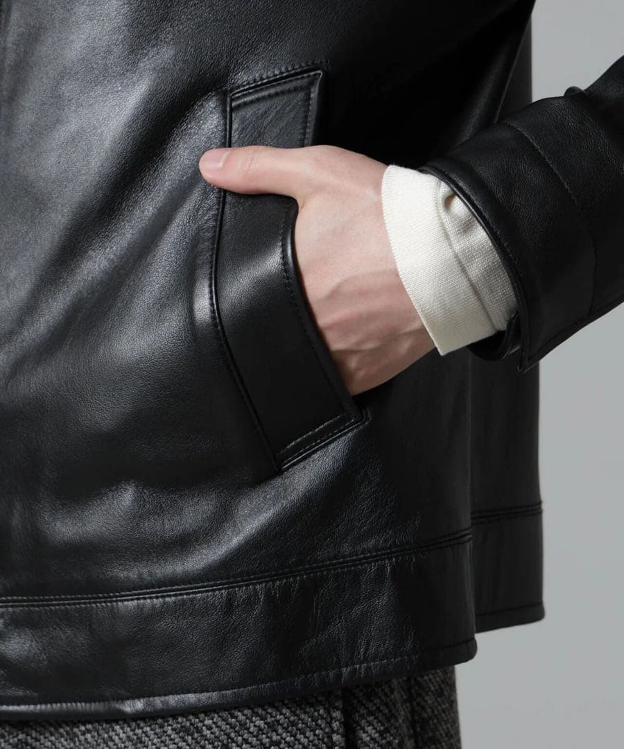 新品　ライトラムナッパシングルライダース　nano universe 羊革