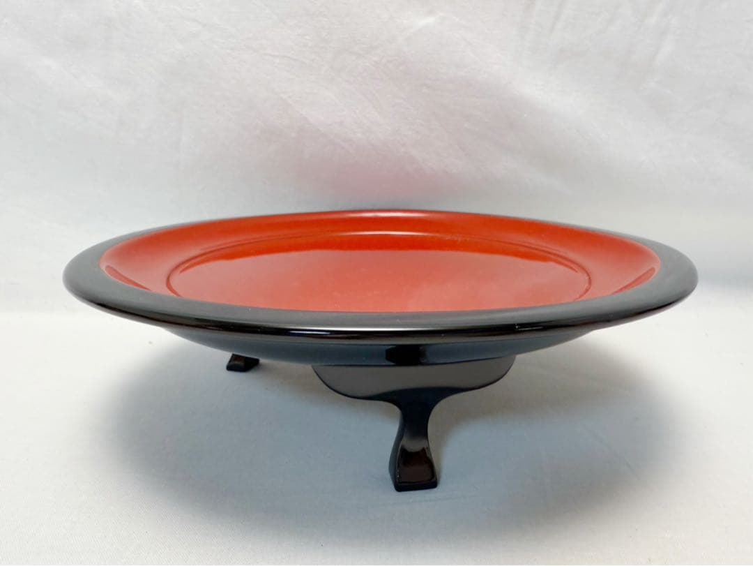 茶道具 京指物師亀雄斎作 内朱高脚盆東大寺龍松院第二百二十一世別当寬秀サイン共箱