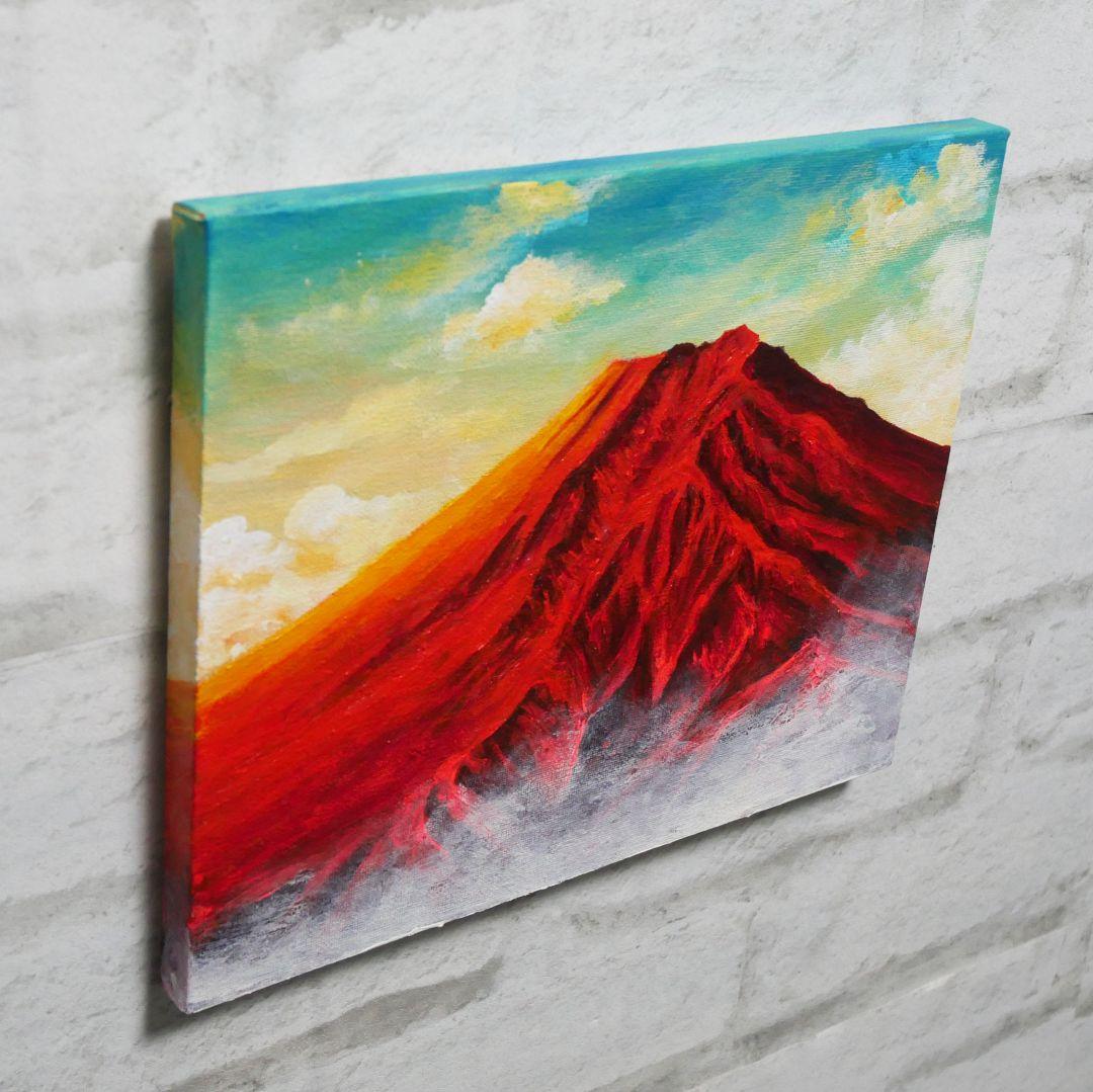 油絵 油彩 油彩画 絵 絵画 【朝焼けの紅富士】