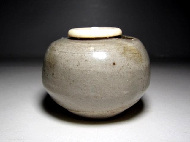 時代 宋胡録茶入 「長雨」 挽家 表千家十二代 惺斎花押　　　　m145