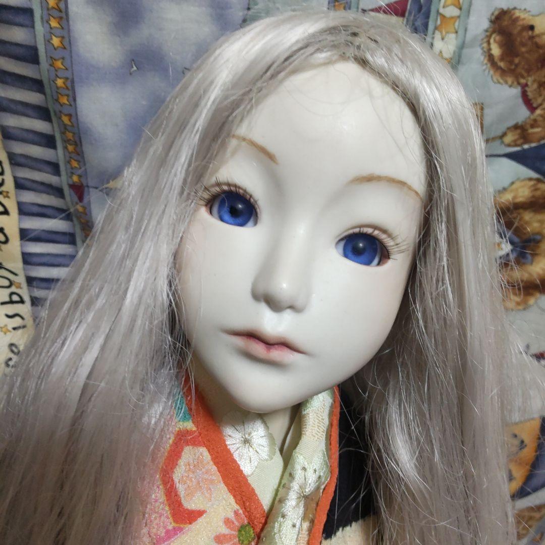 シルバー髪の着物人形 創作人形
