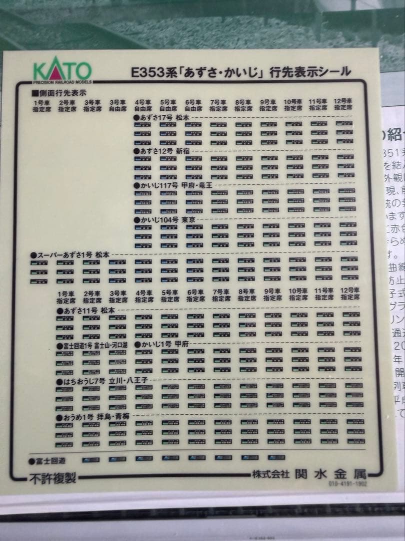 【室内灯有】KATO10-1522〜1524 E353系「あずさ・かいじ」12両