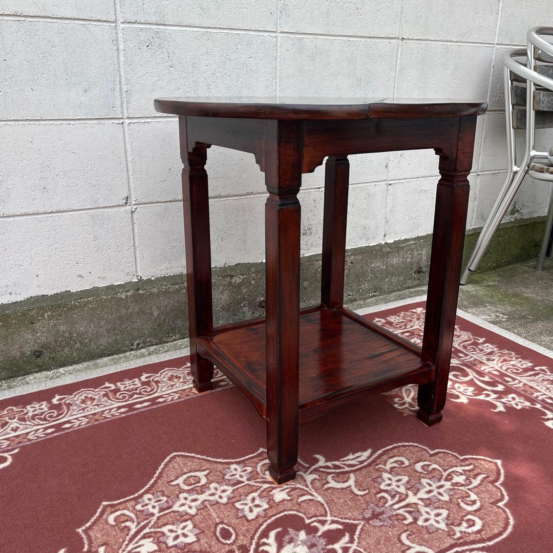 古家具ビンテージ品◾️木製無垢材 丸テーブル/ ラウンドテーブル 飾り台 花台