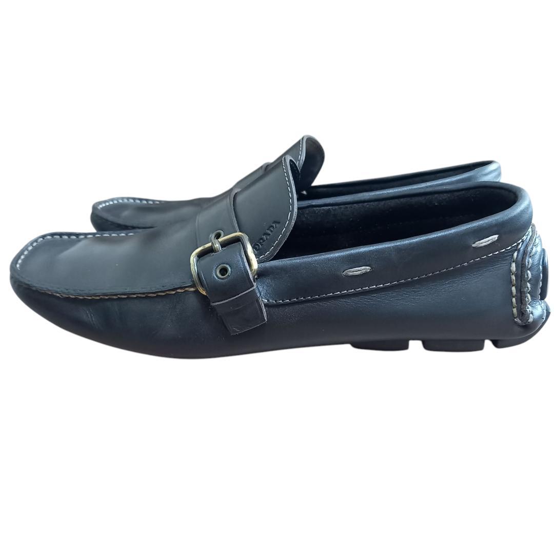 即日配送★ PRADA プラダ ドライビングシューズ ブラック レザー 28