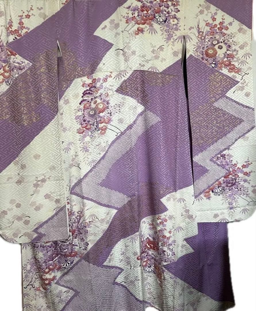 三越購入品・高級振袖フルセット紫✖︎白駒刺繍金彩