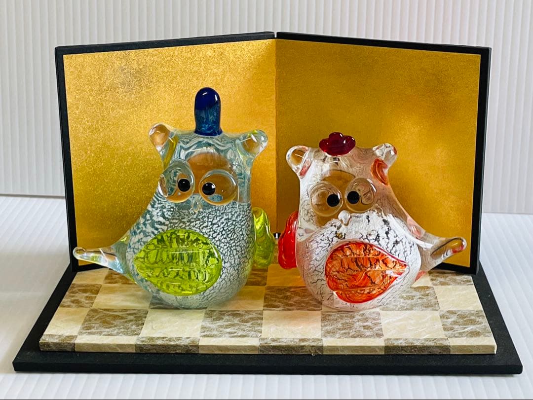 博多びーどろ粋工房　ガラスふくろうお雛様