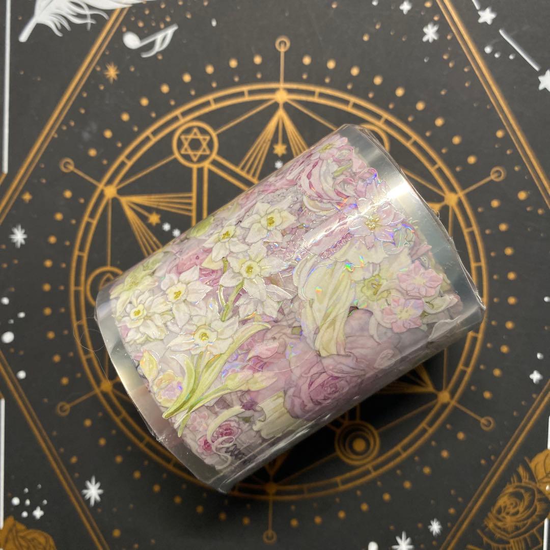 【B】海外　10m巻　貝殻光マスキングテープ　お花系　装飾系