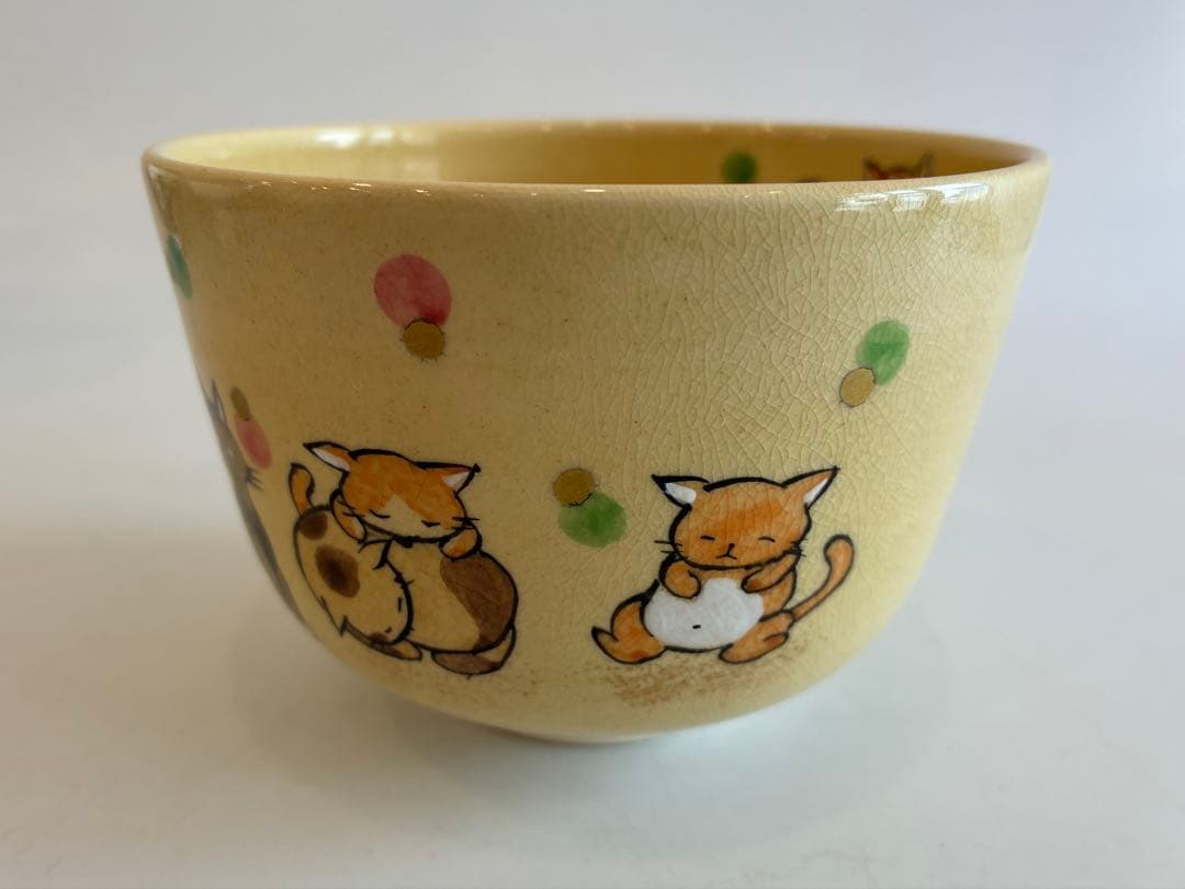猫の絵　抹茶 茶碗 茶道具