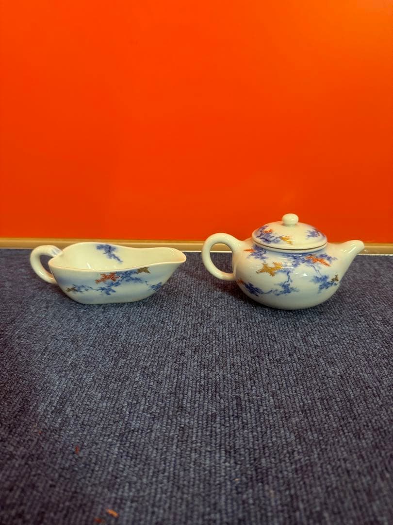 1682 深川製磁　オールド　桜文　急須1客　湯冷し1客　時代物