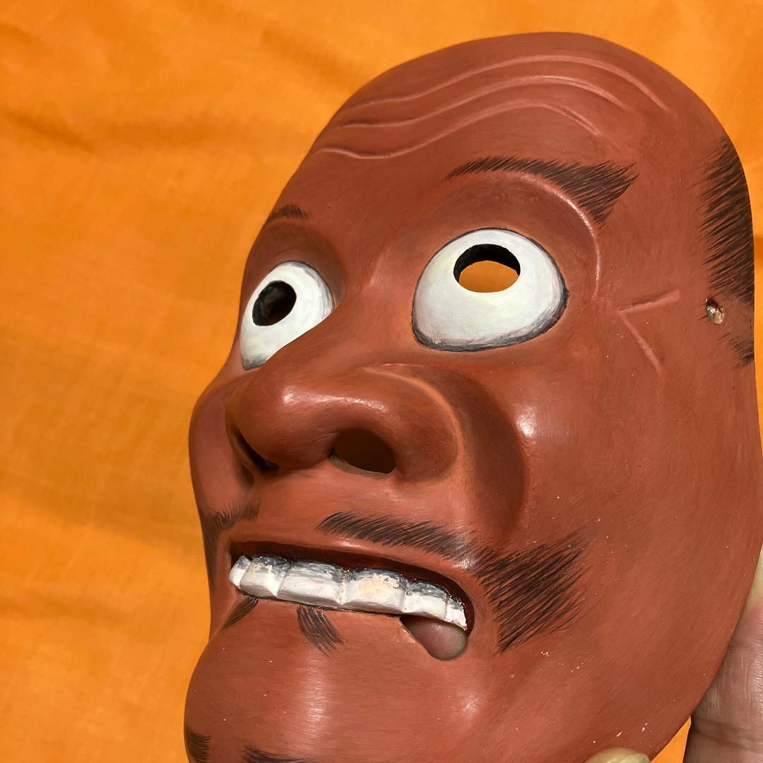 美品　能面　とびで　木彫り　手彫り