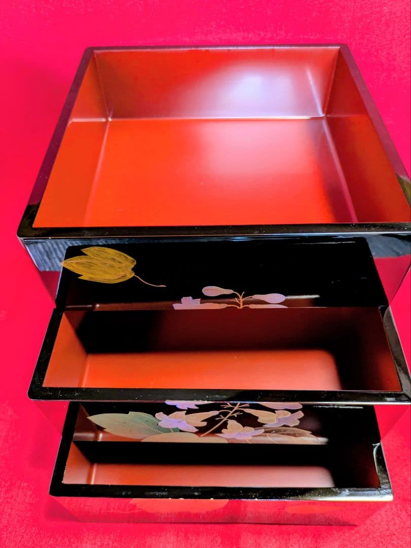 重箱/福島県 伝統工芸品 会津塗三段重/天然木 三段 重箱