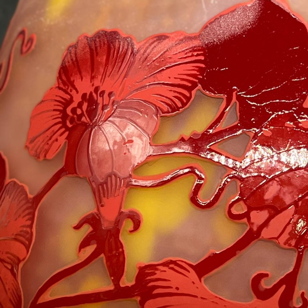 【証明書】エミールガレ　ボンボニエール　カメオ彫り　被せガラス　高さ17cm