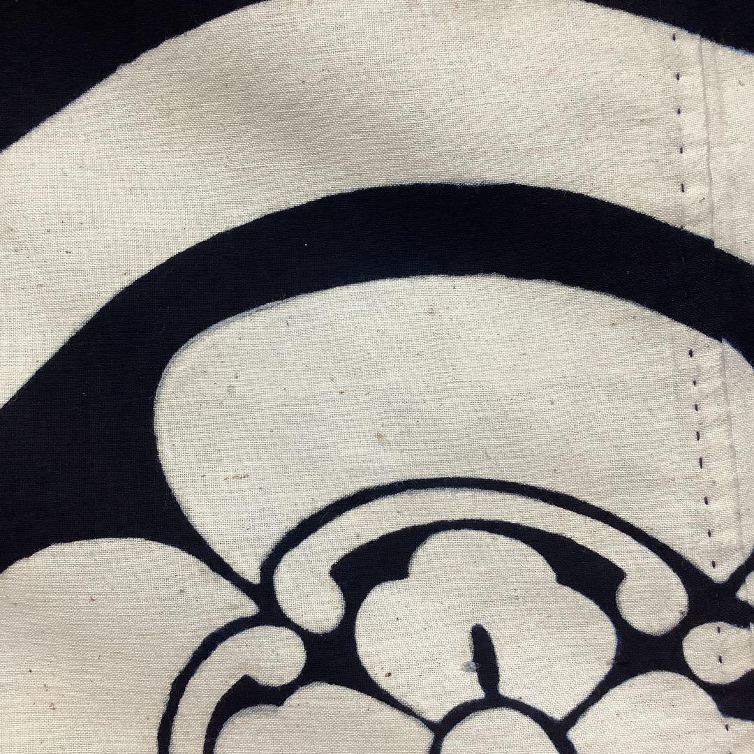 【彦兵衛mini】リメイクやインテリアに！木綿藍染め暖簾〜丸に木瓜〜1112-5