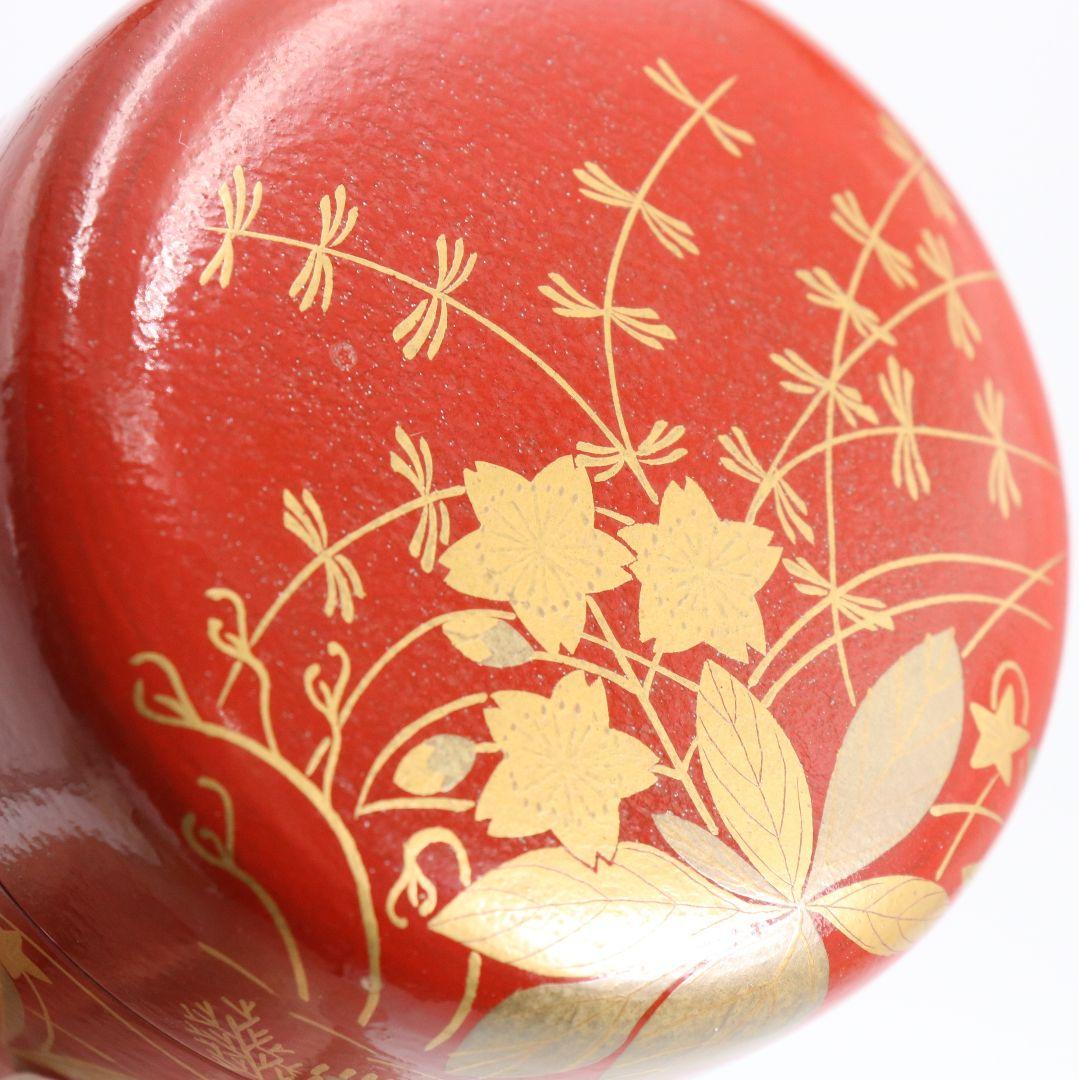 塗師 大端宗閑作 鵬雲斎好 春草蒔絵 一閑 大棗 茶道具 共箱　V935