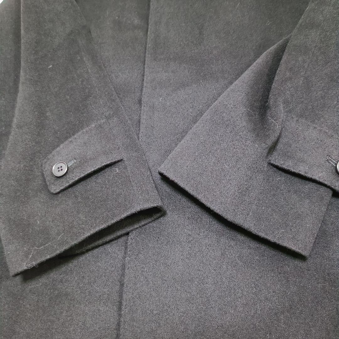 美品　深喜毛織　カシミヤ100 チェスターコース　ブラック　Sサイズ