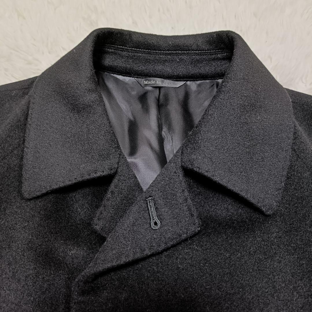 美品　深喜毛織　カシミヤ100 チェスターコース　ブラック　Sサイズ
