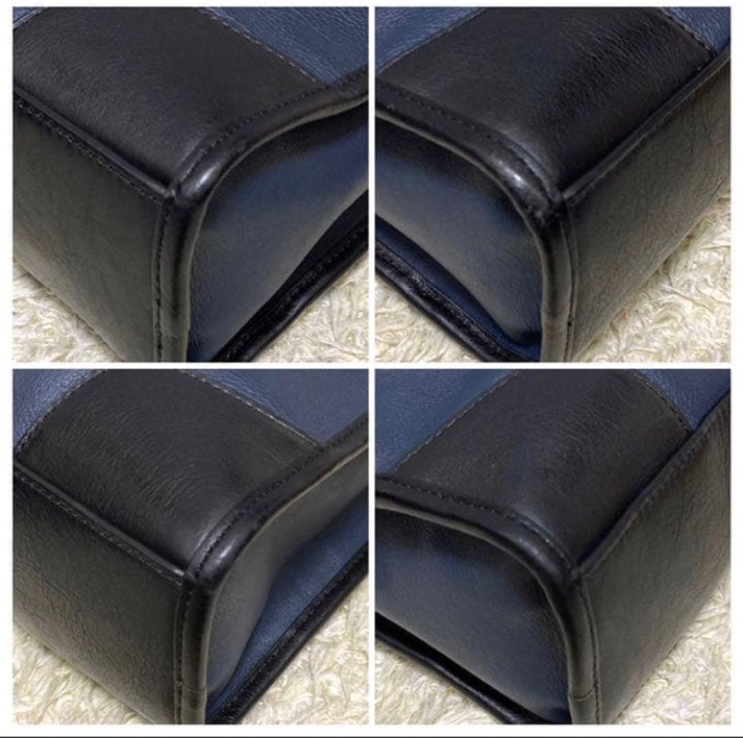 【極美品】COACH コーチ ビジネスバッグ レザー 本革 ショルダー ネイビー