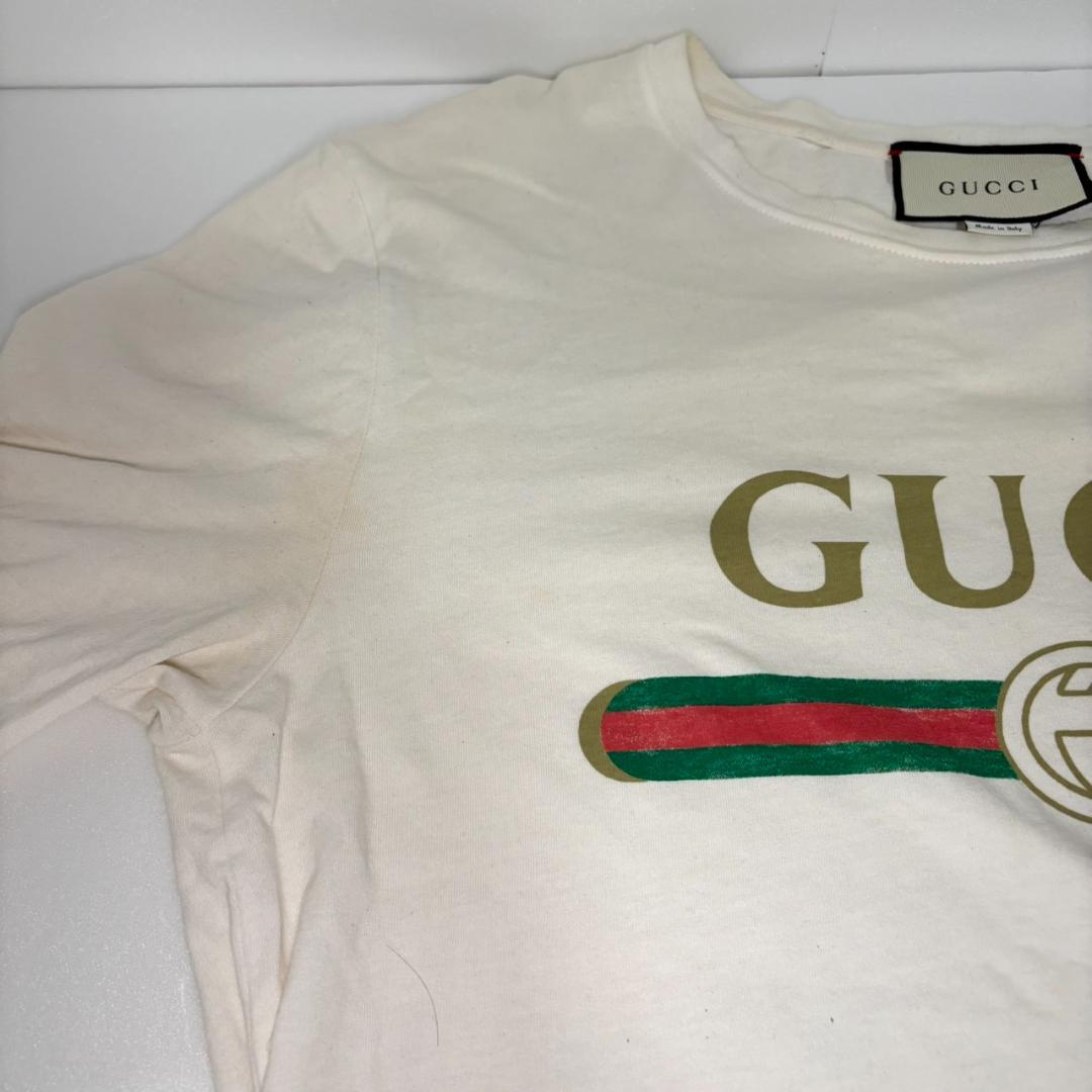 【ランクC】GUCCI オールドロゴ ドラゴン刺繍 ロンT Mサイズ メンズ