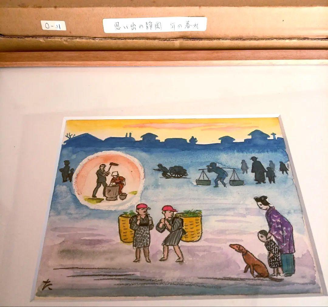 小川龍彦、水彩画年の暮れ（思い出の故郷静岡シリーズ)昭和52年10月1977描く