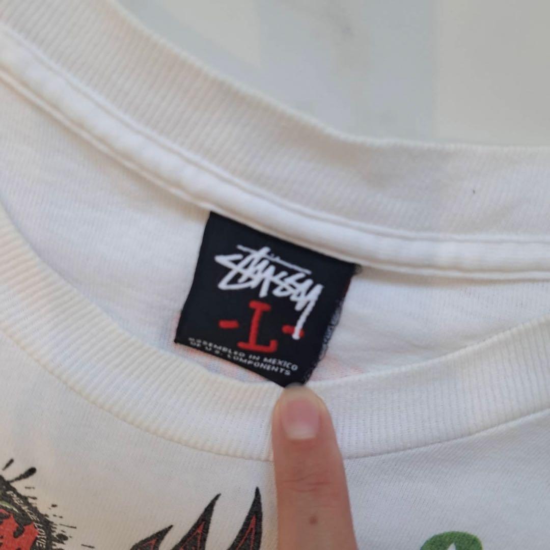 STUSSYステューシー 総柄Tシャツ オール歴代ロゴ 両面プリント Y2K L
