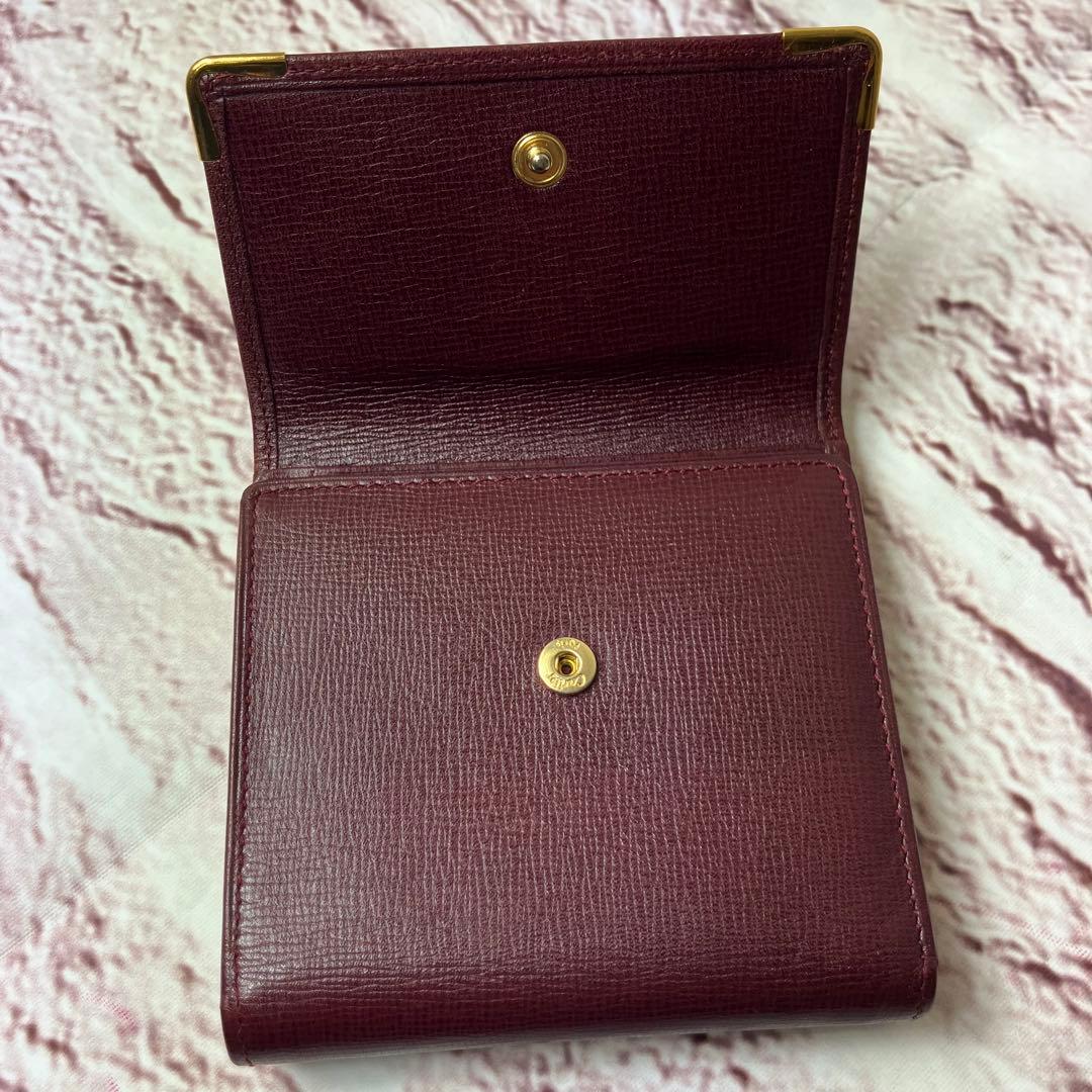 カルティエ✨がま口 ゴールド金具 三つ折り財布 マストライン 本革 レザー