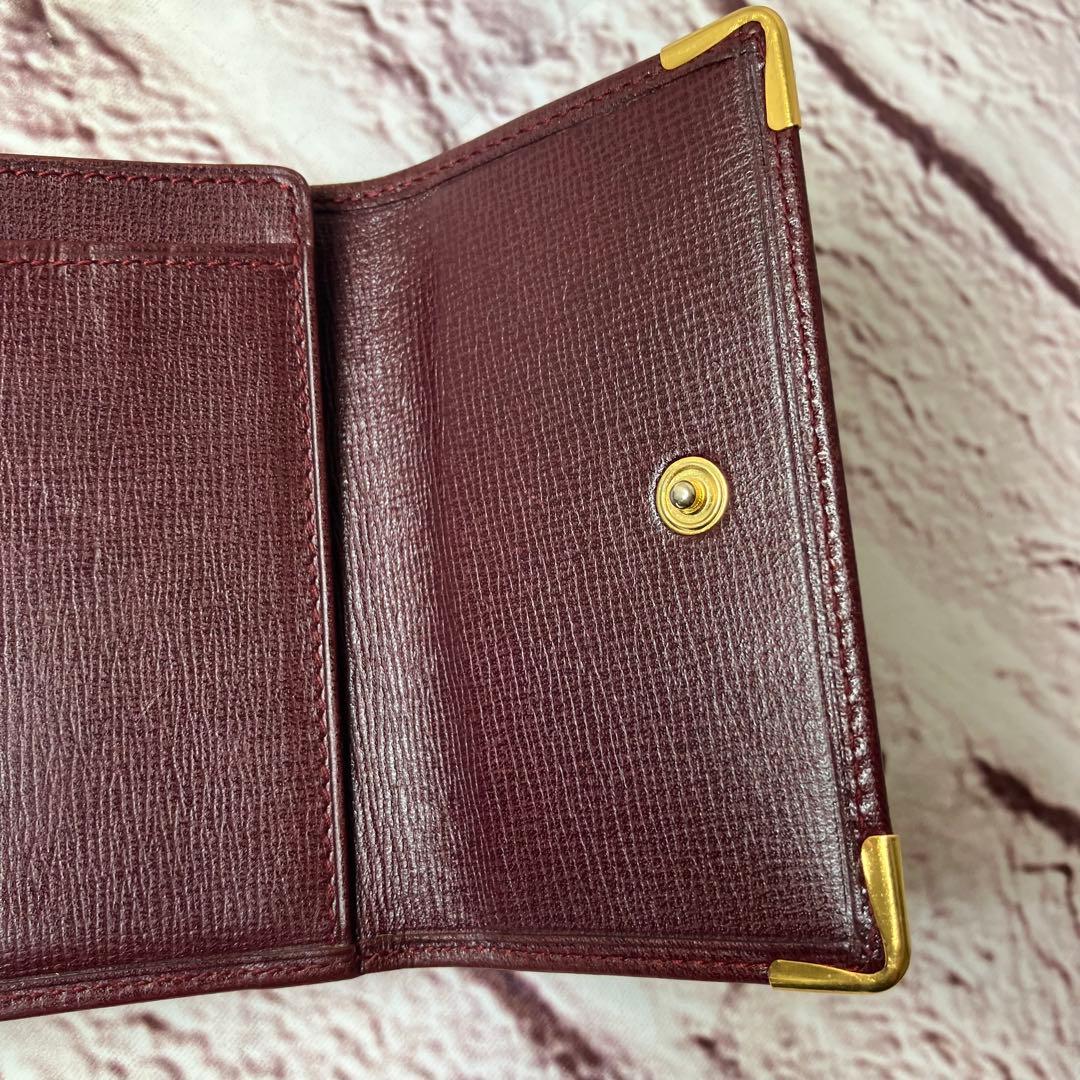 カルティエ✨がま口 ゴールド金具 三つ折り財布 マストライン 本革 レザー