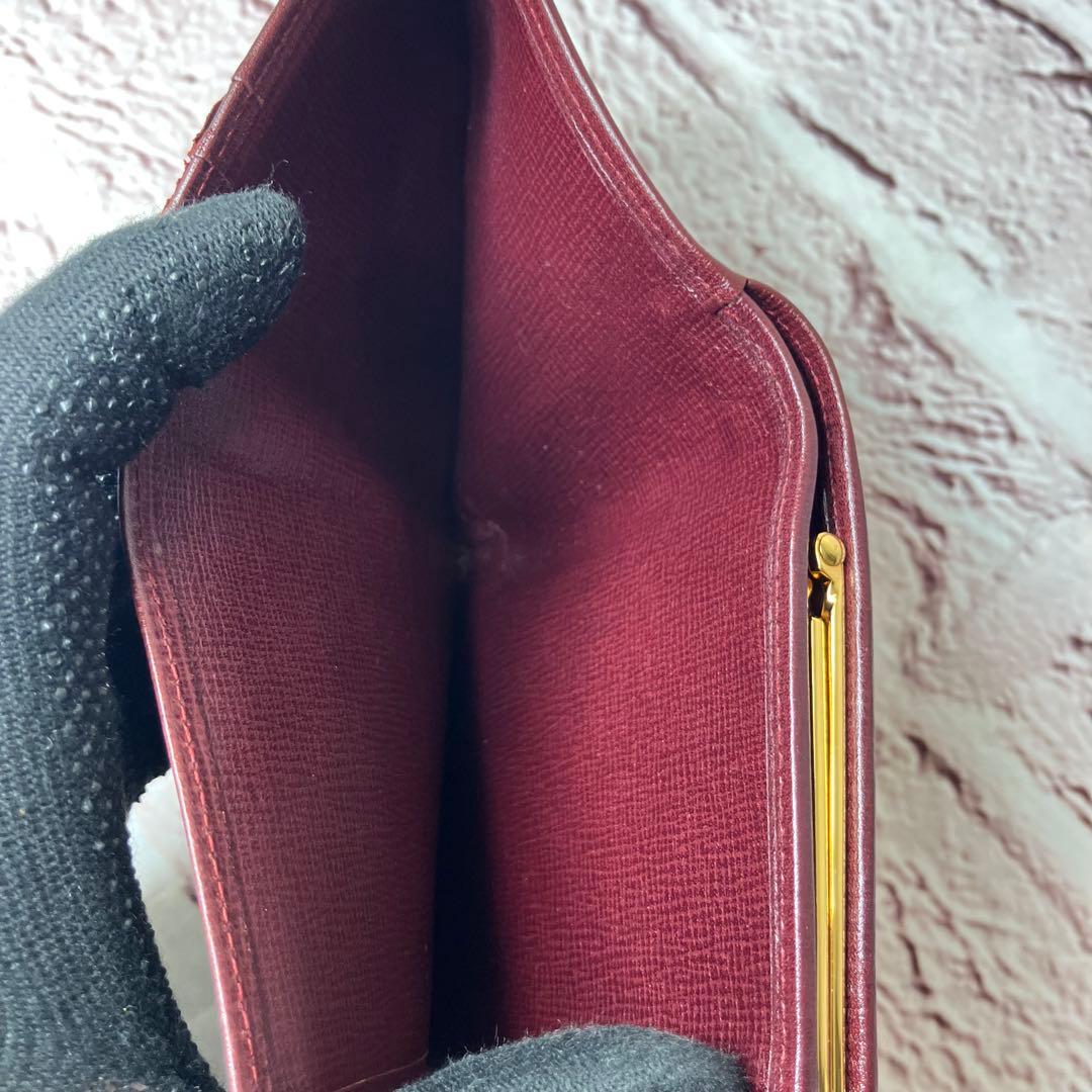 カルティエ✨がま口 ゴールド金具 三つ折り財布 マストライン 本革 レザー