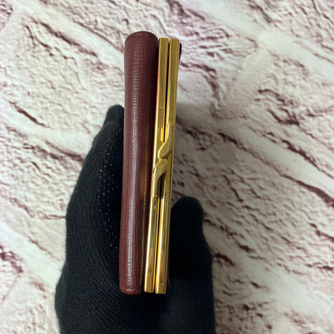 カルティエ✨がま口 ゴールド金具 三つ折り財布 マストライン 本革 レザー