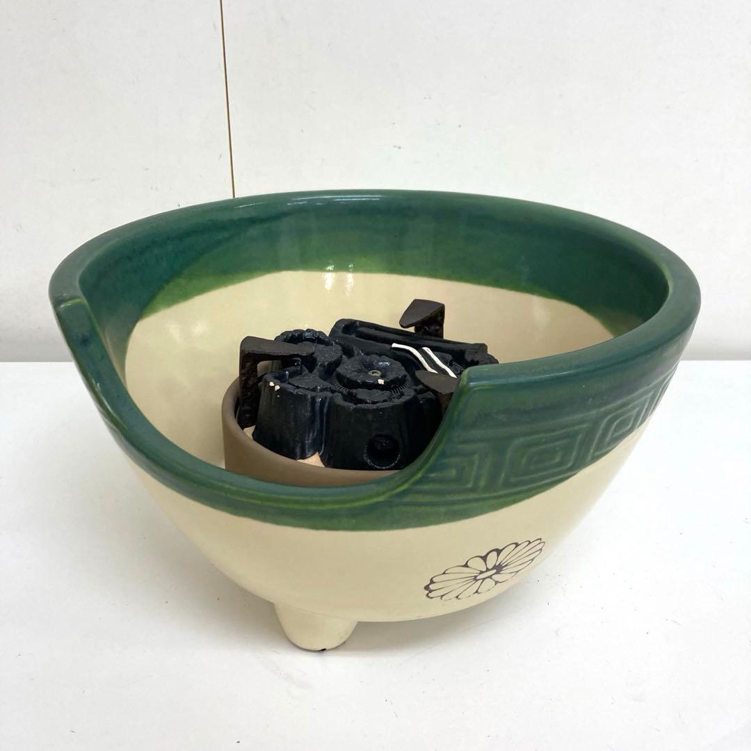 A868-21 茶道具 織部 野々田　風炉型 電熱器