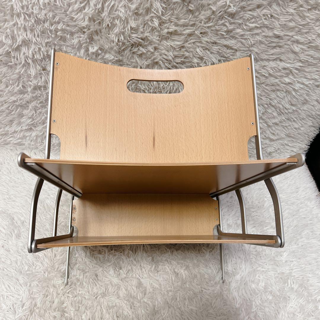 YCAMI イカミ 折りたたみ式 マガジンラック アルミ+ウッド