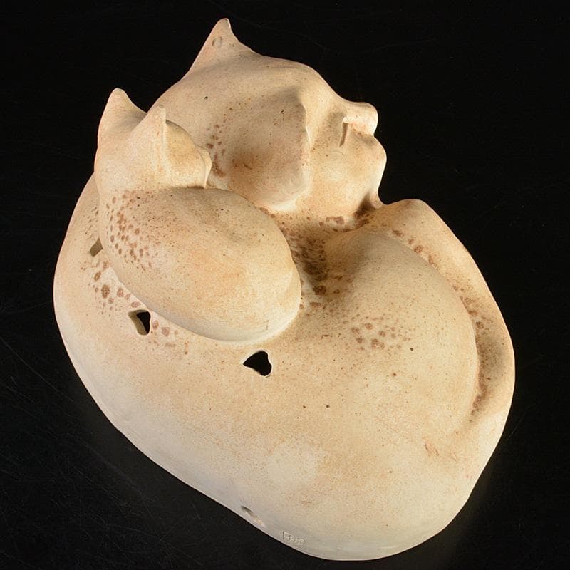 備前焼　古備前　白備前　猫　置物　M　R7151