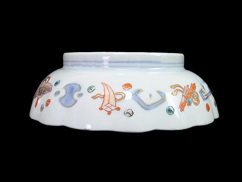 古伊万里　金襴手　松竹梅に鶴亀の図　膾皿　５客　D942AS-BNu