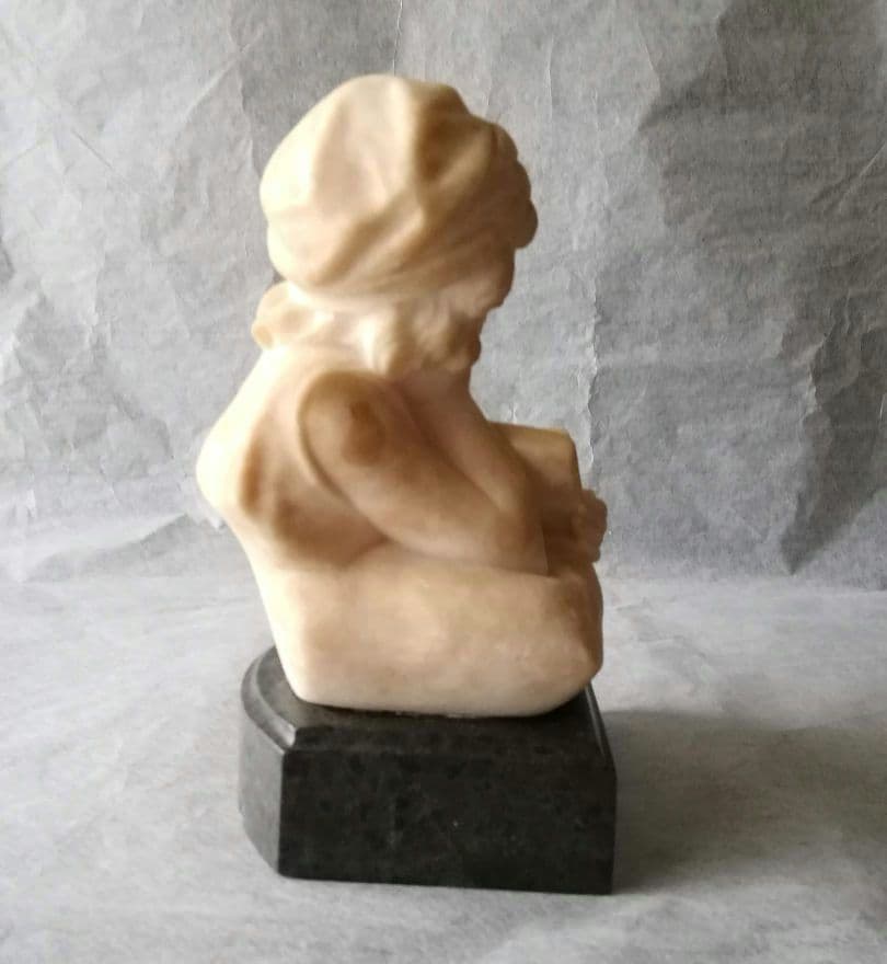 逸品　大理石像　本を読む少年少女像　フランス　1800年代後半　アンティーク