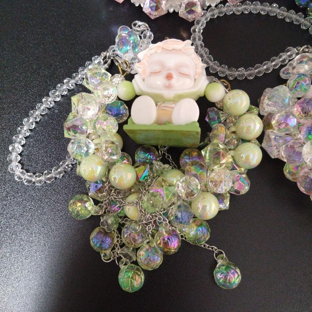 【バラ売り可能】ハンドメイド アクリルビーズ リース　スカルパンダ　6点セット