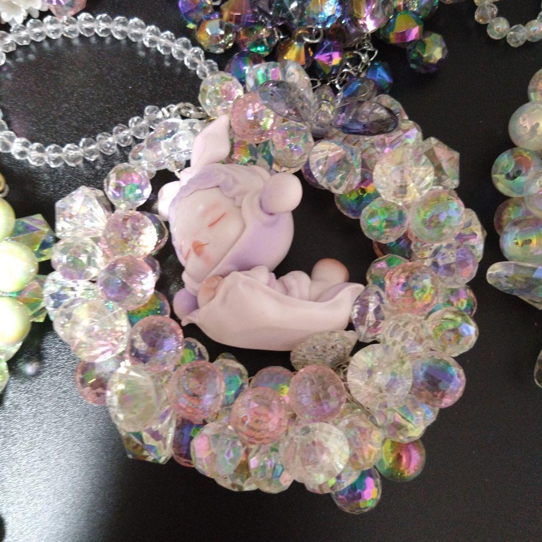 【バラ売り可能】ハンドメイド アクリルビーズ リース　スカルパンダ　6点セット