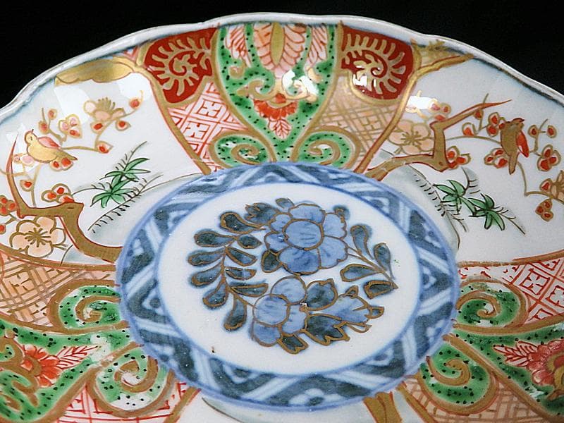 古伊万里　金襴手　牡丹に松竹梅の図　４寸皿　５枚　C782AS-CFj