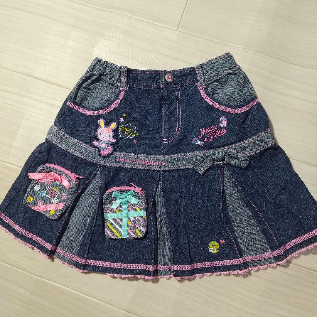M*N様 レア　Mezzo Piano 　デニムプリーツスカート　装飾