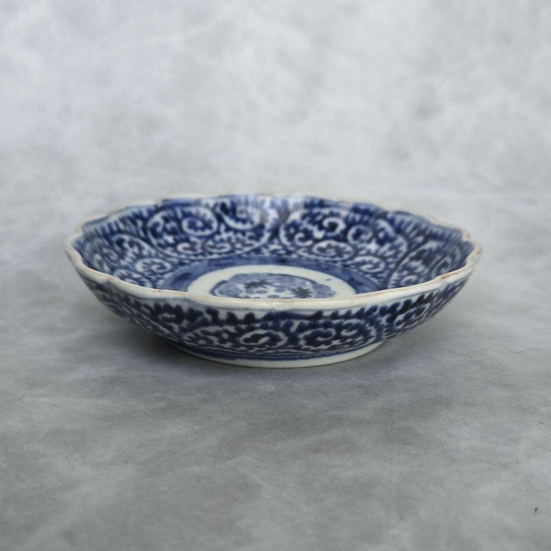 古伊万里　染付　蛸唐草　小皿　豆皿　江戸時代　骨董　金継ぎ　アンティーク