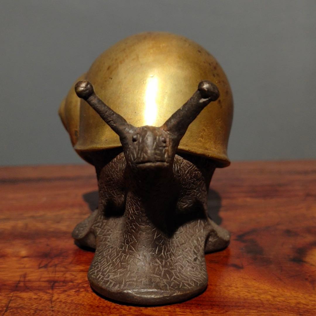 銅製 文房置物　蜗牛（カタツムリ）銅製　筆置き