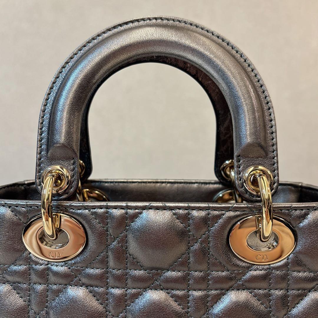 DIOR レディディオールスモール Lady Dior グレー バッグ