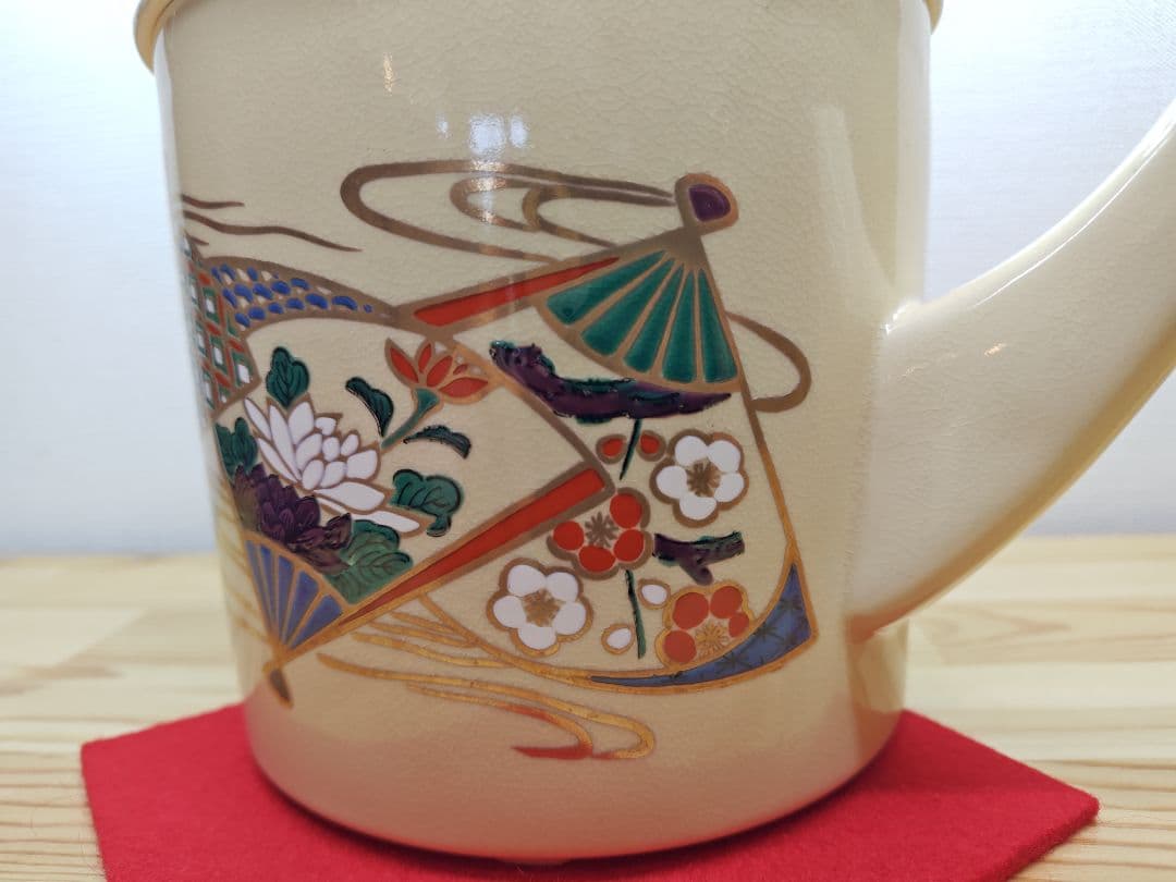 送料込【逢絢亭・新品】茶道具 水屋道具 片口水注 京焼 扇面流水 紙箱入り