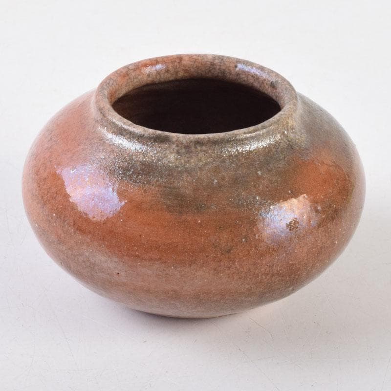 茶道具　一休庵　中村道年造　赤楽茶入　仕覆付　共箱　N　8700