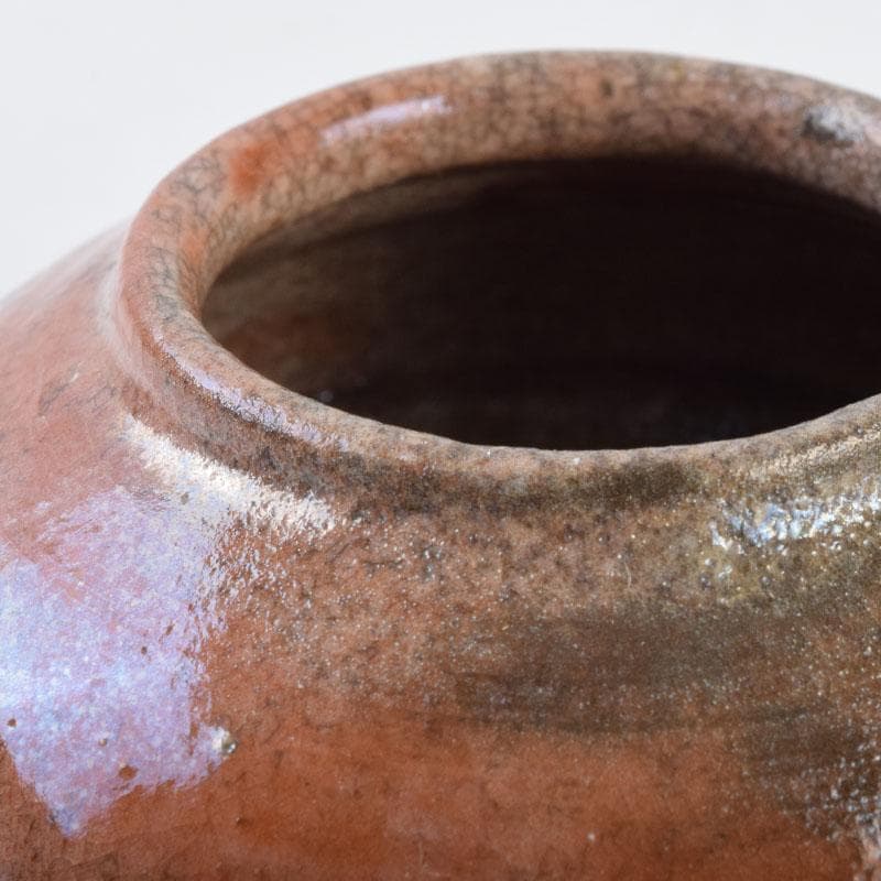 茶道具　一休庵　中村道年造　赤楽茶入　仕覆付　共箱　N　8700