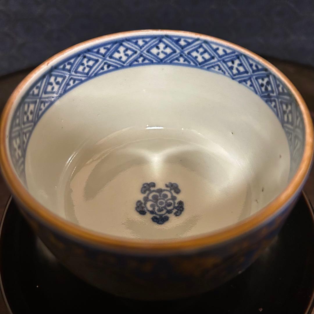 珍品　最上手「金蘭花唐草瑠璃釉のころ茶碗」 無傷　本物保証