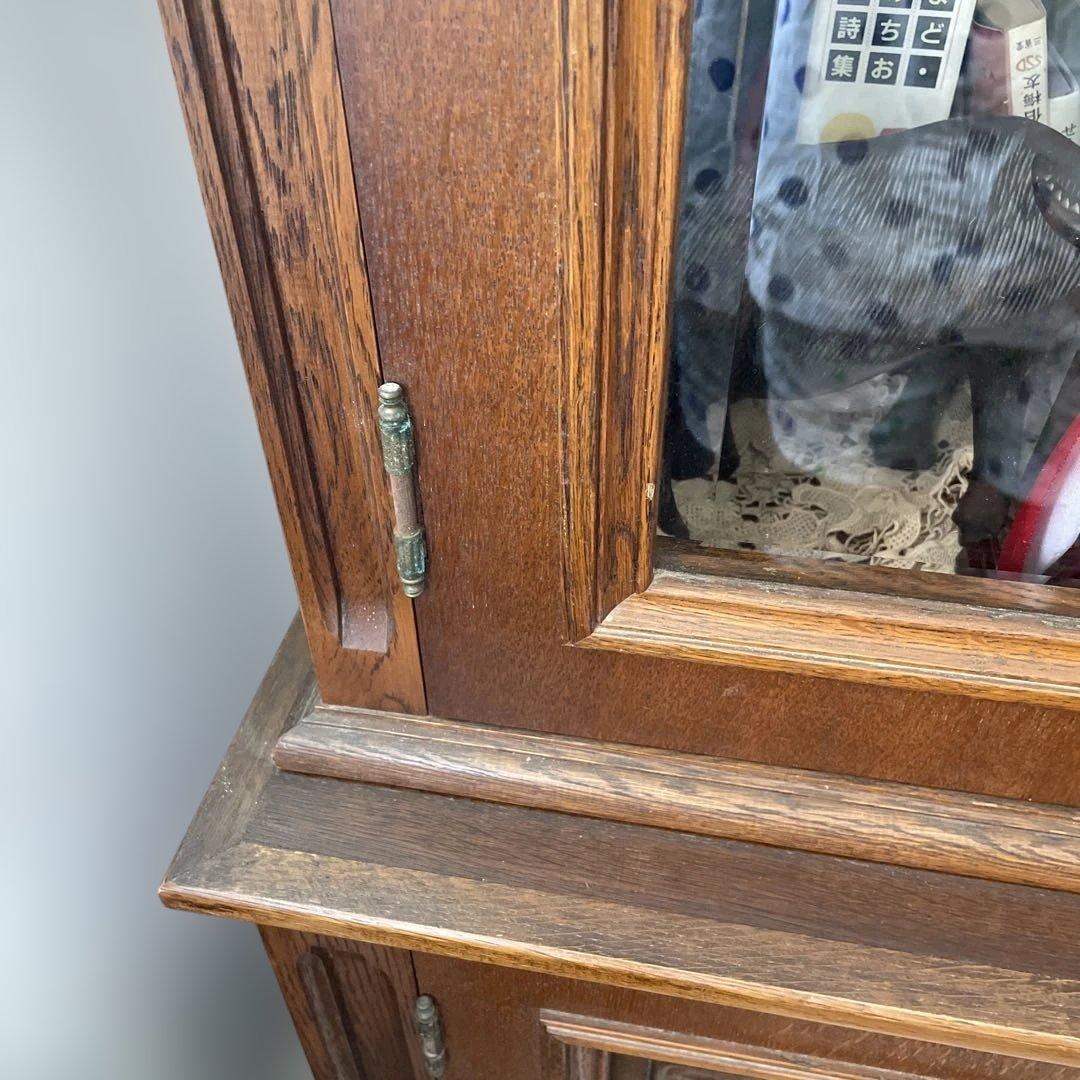 アンティーク　木製ガラス扉キャビネット　本棚　飾り棚　箪笥　書棚　昭和レトロ