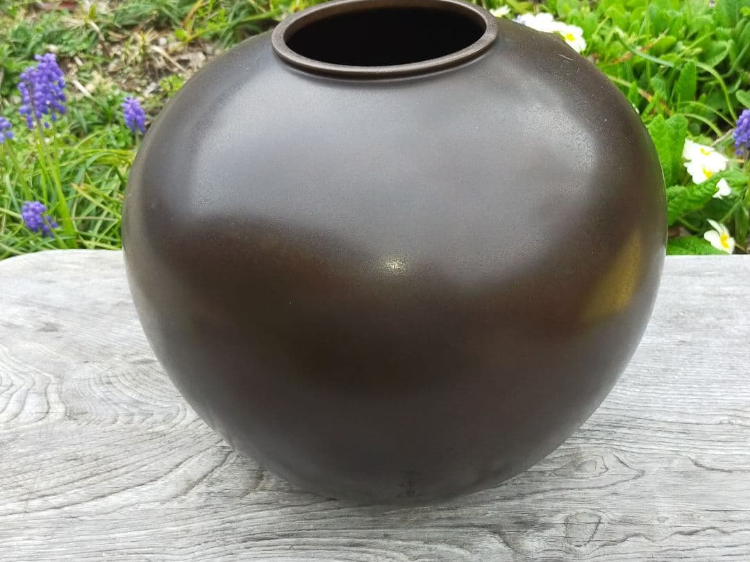 ♥高岡銅器　内免紫峰　銅製　亀之図　花器　花瓶　骨董品